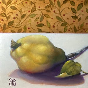 Original Oil Quince Still life Painting NOT A PRINT