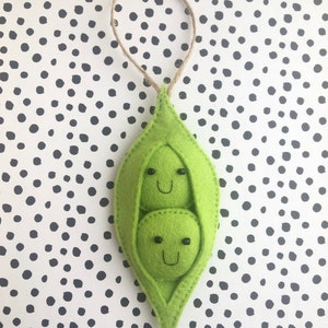 Felt Two Peas in a Pod Decoration | Anniversary Valentines Gift | Christmas Ornament Xmas Tree Decoration