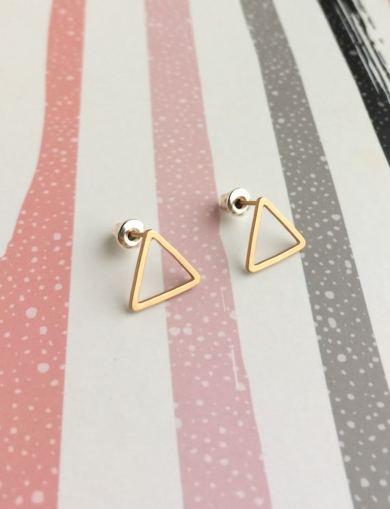 Triangle Stud Earrings | Golden Geometric Minimalist Studs