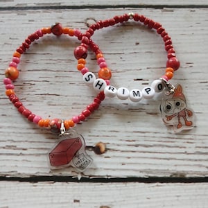 Dandy’s World  bracelet with Charms, Vee with Bow and Vee Remote Bracelets , Roblox Inspired Bracelet, hand drawn charms