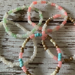 Bright | Colorful | Conversational | Stretchy | Elastic seed bead bracelet sweet cream aesthetic variation stackable