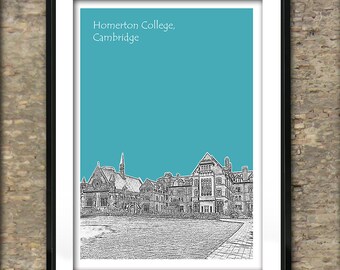 Cambridge Art Print Poster A4 Size Cambridge University Homerton College Cavendish Building England Version 2