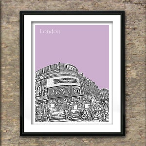 London Art Print Skyline Poster A4 Size Picadilly Circus England
