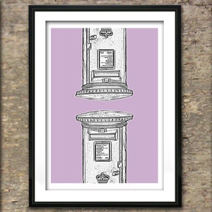 British Post Box Art Print Poster A4 Size Old Style Post Box England Version 3