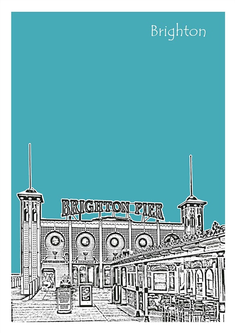 Brighton Pier Art Print Poster A4 Size Grand Pier Brighton Seaside England image 2