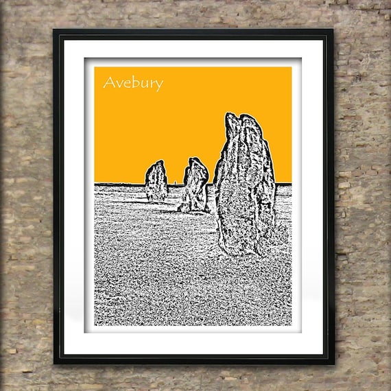 Avebury Art Print Skyline Poster A3 Size Stone Circle Etsy