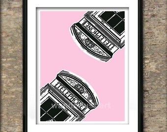 British Phone Boxes Art Print Poster A4 Size Old Style Phone Box England