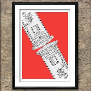 British Post Box Art Print Poster A4 Size Old Style Post Box England Version 2