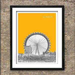 London Eye Art Print Poster - South Bank River Thames With London Eye London England
