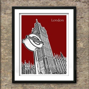 Londra arte stampa Skyline Poster A4 dimensioni Big Ben case del Parlamento di Londra sotterranea segno Inghilterra