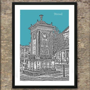Stroud Art Print Poster A4 Size Four Faces Clock England