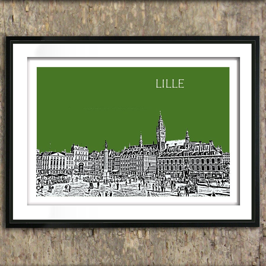 Lille Skyline Art Print Poster A4 Size Landscape France