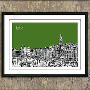 Lille Skyline Art Print Poster A4 Landscape Size France