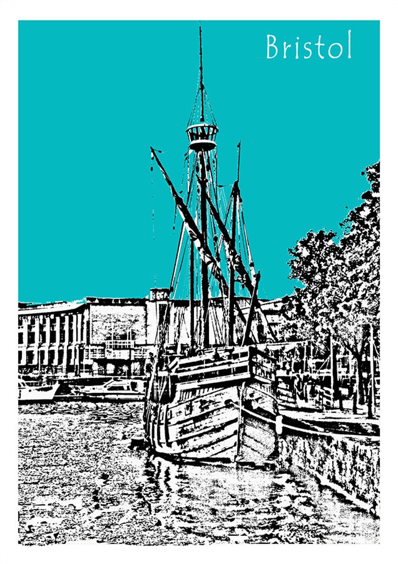 Bristol Docks Art Print A4 Size Showing The Matthew Docked In Bristol