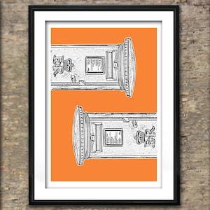 British Post Box Art Print Poster A4 Size Old Style Post Box England Version 4