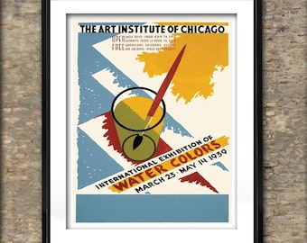 Vintage Art Institute of Chicago Water Colors Poster Art Print different sizes available