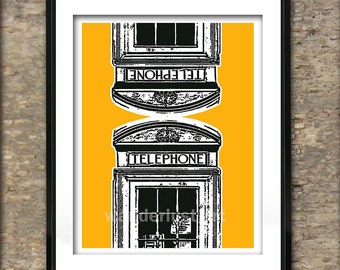 British Phone Boxes Art Print Poster A4 Size Old Style Phone Box England