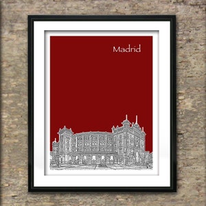 Madrid Skyline Art Print Poster A4 Size Plaza de Toros de Las Ventas Spain