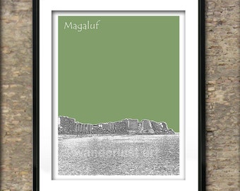 Magaluf Skyline Art Print Poster A4 Size Majorca Spain