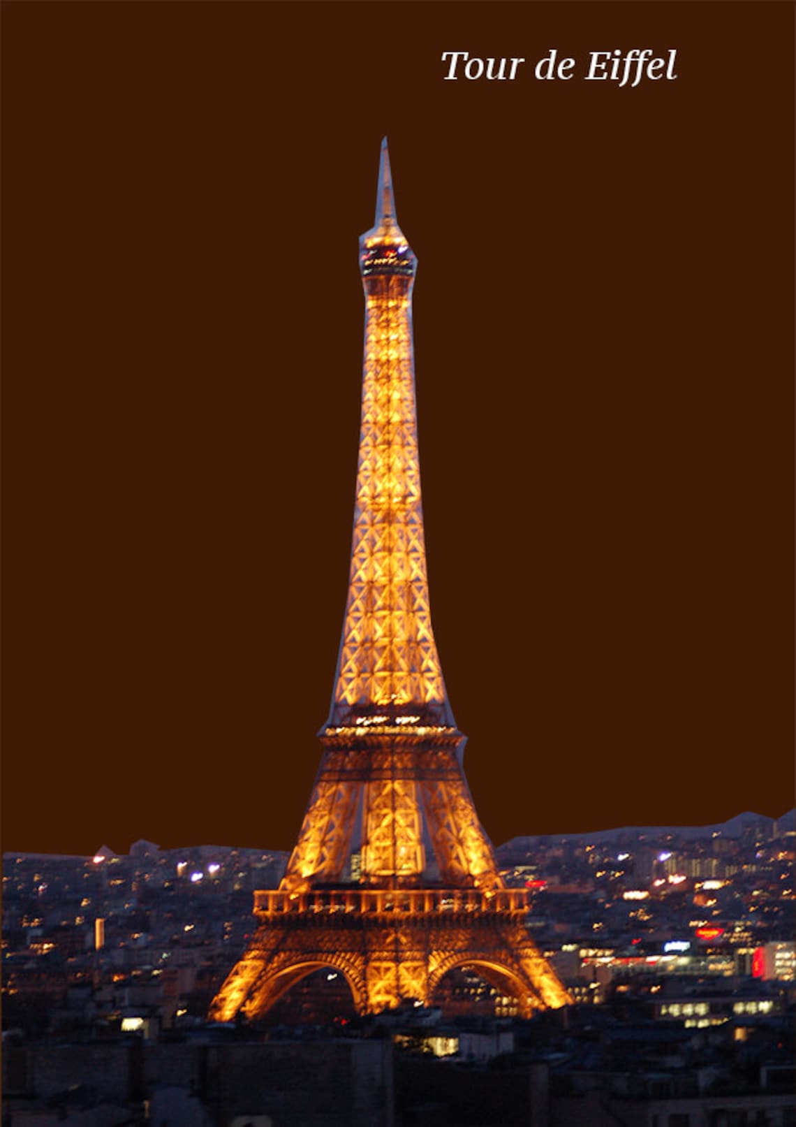 Paris France Skyline Art Print Poster A4 Size the Eiffel Tower Etsy