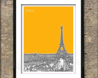 Paris France Skyline Art Print Poster A4 Size Eiffel Tower