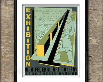 Vintage WPA Art Exhibition Poster Art Print different sizes available