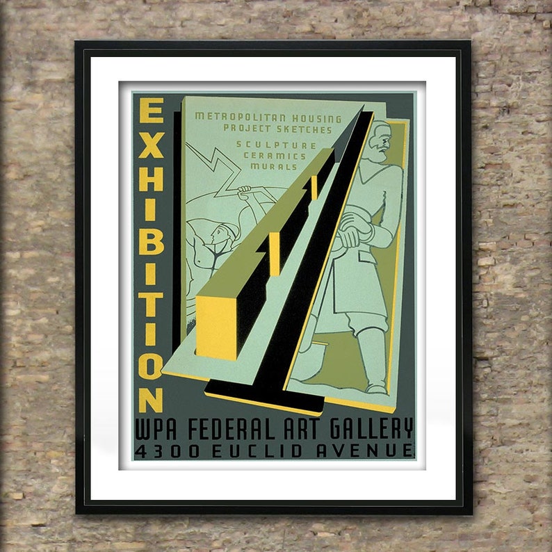 Vintage WPA Art Exhibition Poster Art Print Different Sizes Available