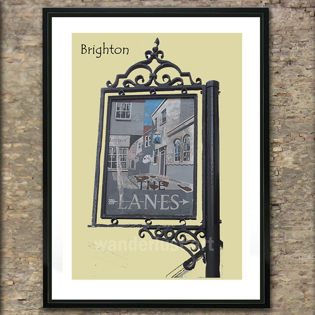 The Historic Lanes Signpost Brighton England - Coloured Version - Etsy
