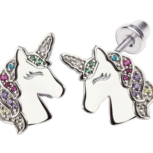 Little Girls Sterling Silver Puff Heart Earrings With Screw Etsy