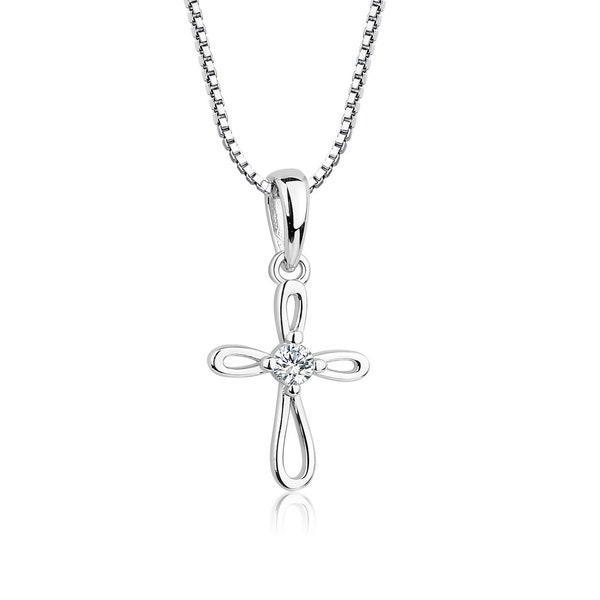 Children's Sterling Silver Infinity Cross Charm Necklace for First Communion or Confirmation Gifts for Girls Holy Communion