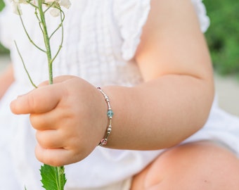 SALE | Sterling Silver Baby Bracelet adorned with Swarovski® crystals - Babies, Toddlers, Little Girls Jewelry, Shower Gift