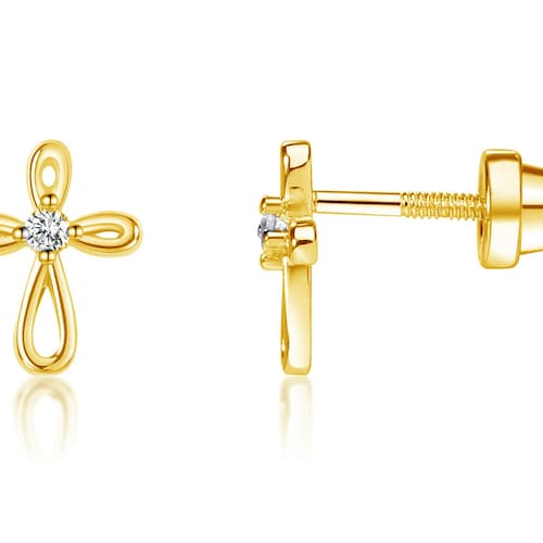 Children's Sterling Silver Infinity Cross Earrings With Etsy