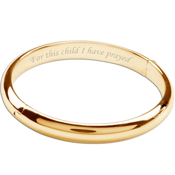 Personalized 14K Gold-Plated "For This Child I have Prayed" Bangle Bracelet  Custom Engraved for Infants, Baby, Toddler, Girl Jewelry Gift