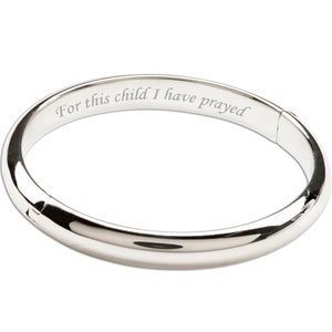 Personalized Sterling Silver "For this child I have prayed" Bangle Bracelet  Custom Engraved for Infants, Baby, Toddler, Girl Jewelry Gift