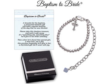 Personalized Sterling Silver Baptism to Bride™ Keepsake Bracelet for Infant Baby Boy Baptism or Christening Gift