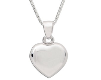 Sterling Silver Classic Heart Locket Charm Necklace for Little Girls, Teens or Women, Kids Locket, Locket that Opens, Granddaughter Gift