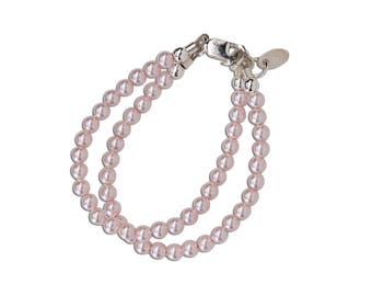 Children's Sterling Silver Double-Strand Pink Pearl Bracelet Comes in  Gift Box for Girls