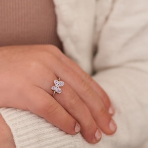 Girls Butterfly Birthstone Ring - 925 Sterling Silver with CZ Stones for Kids, Toddlers, Children's, Teens