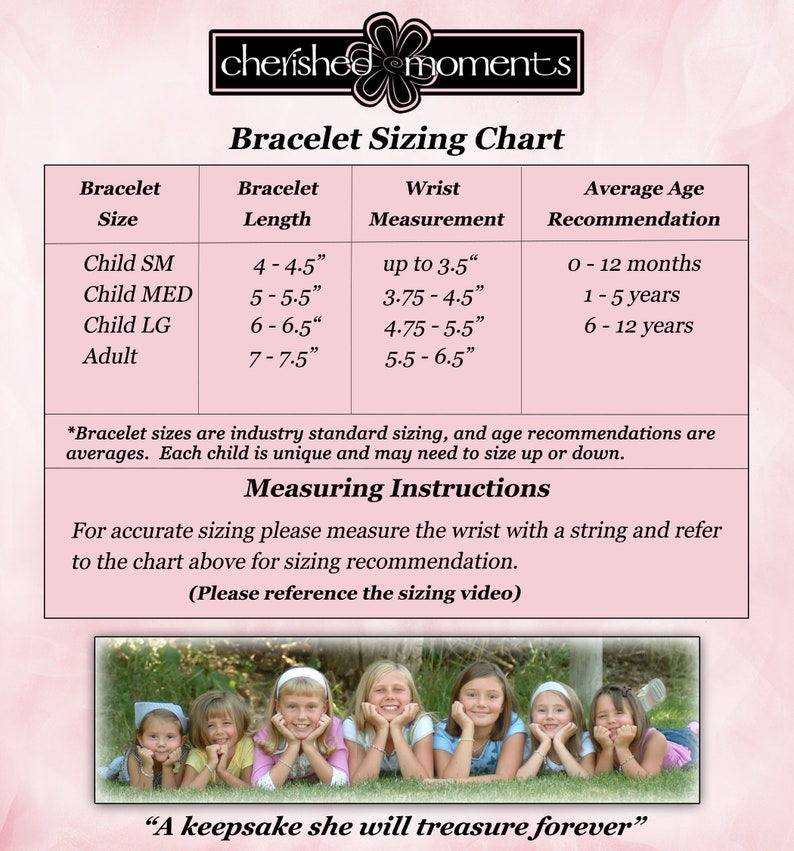 Bracelet size chart.