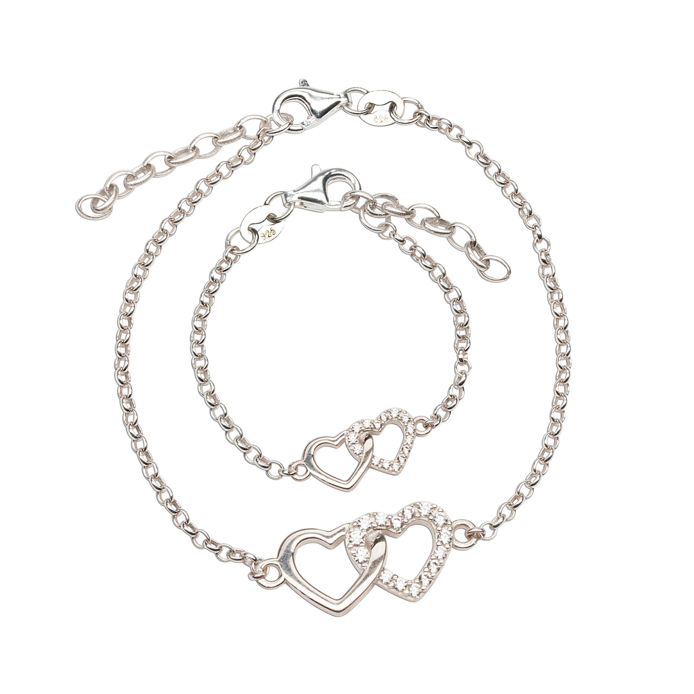 VU100 Set di bracciali per mamma e figlia, per braccialetti a 3/4 con cuore, idea regalo per mamma, figlia, donne, ragazze, festa della mamma, compleanno, Senza Gemstone