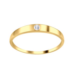 Children&#39;s 14K Gold-Plated Baby Ring, Toe or Pinky Ring with Clear CZ Stone for Little Girls, Gold Band, Toddler Ring, Kids Ring
