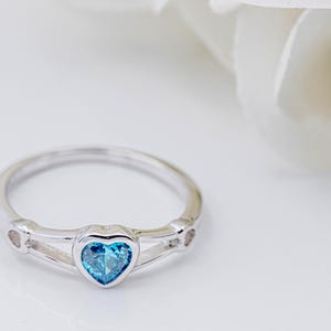Sterling Silver Birthstone Baby Ring, Gift for Toddler Little Girls, Kids CZ Heart Ring, Newborn Infant Keepsake Ring, Children&#39;s Jewelry