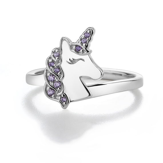 Bague bébé en argent sterling petite fille, bague enfant licorne