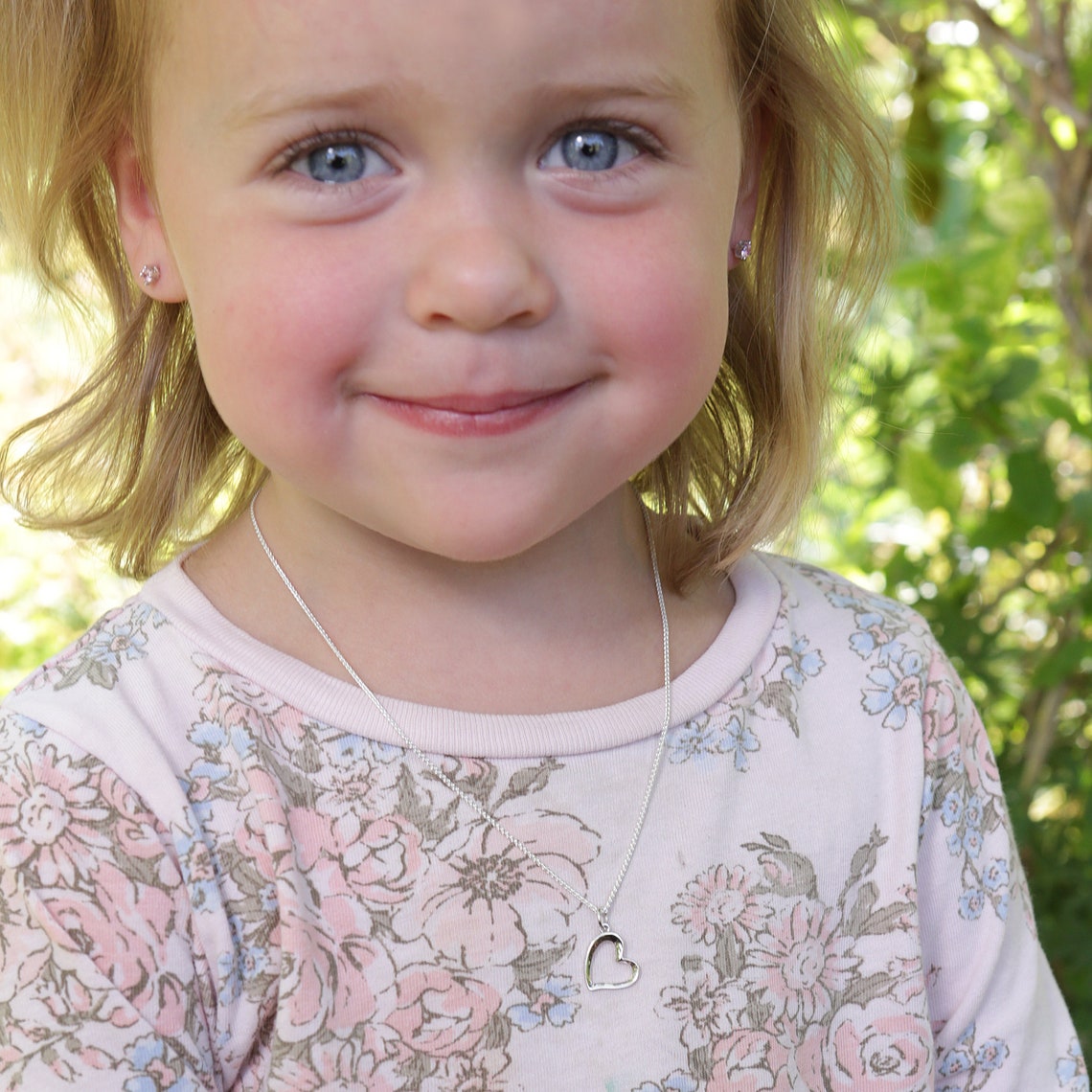 Girls Sterling Silver Sassy Heart Charm Necklace Toddler Etsy