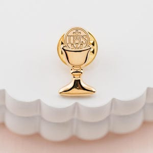 First Communion Gold Plated Chalice Pin for Boys First Communion Gift, Holy 1st Communion, Boys Catholic Tie Tac, Lapel Pin Tie Accessory
