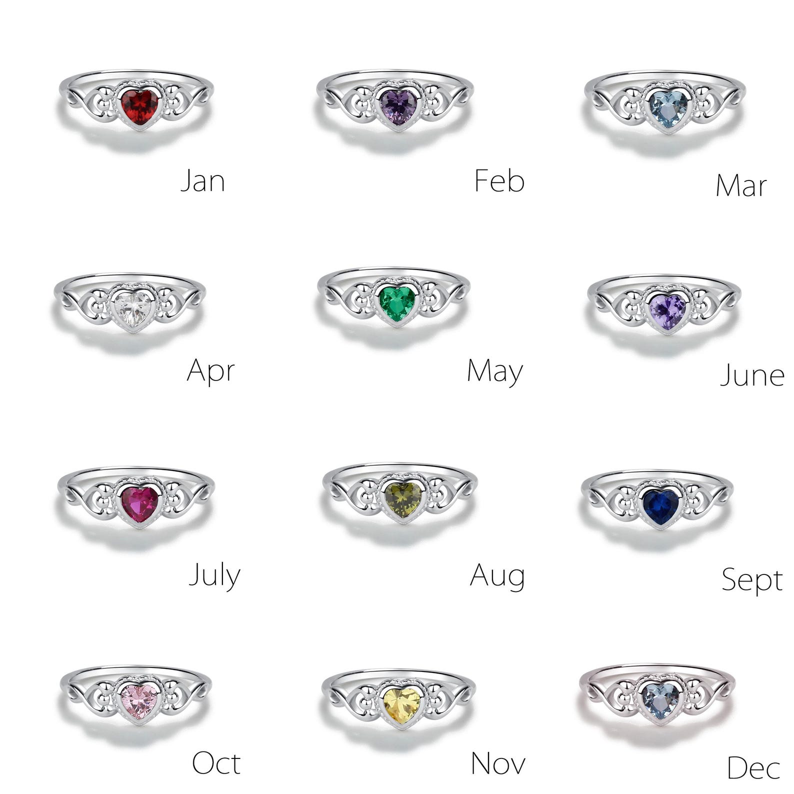 Silver Baby Rings, Little Girls Birthstone Ring, CZ Toddlers Rings ...