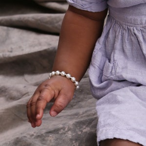Sterling Silver Pearl Baby Bracelet for Little Girls Pearl Jewelry, Toddler Bracelet, Baby&#39;s First Pearls, Baby Shower or Flower Girl Gift