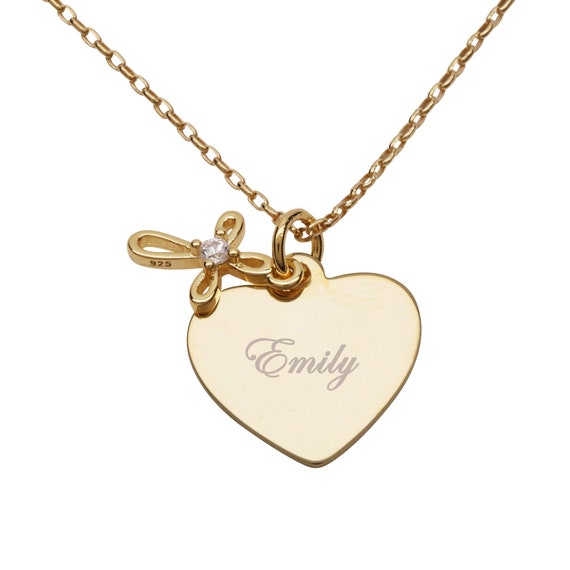 Engraved 14k cheap gold necklace