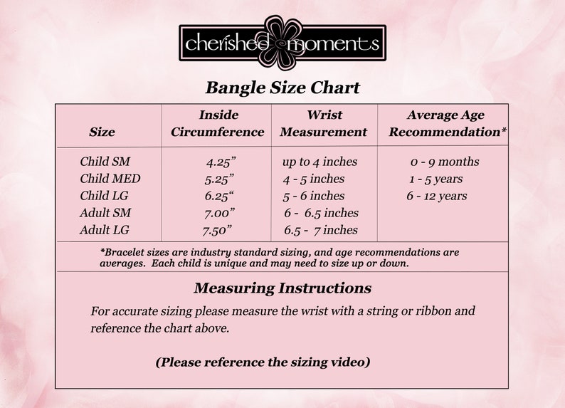 Bangle size chart.