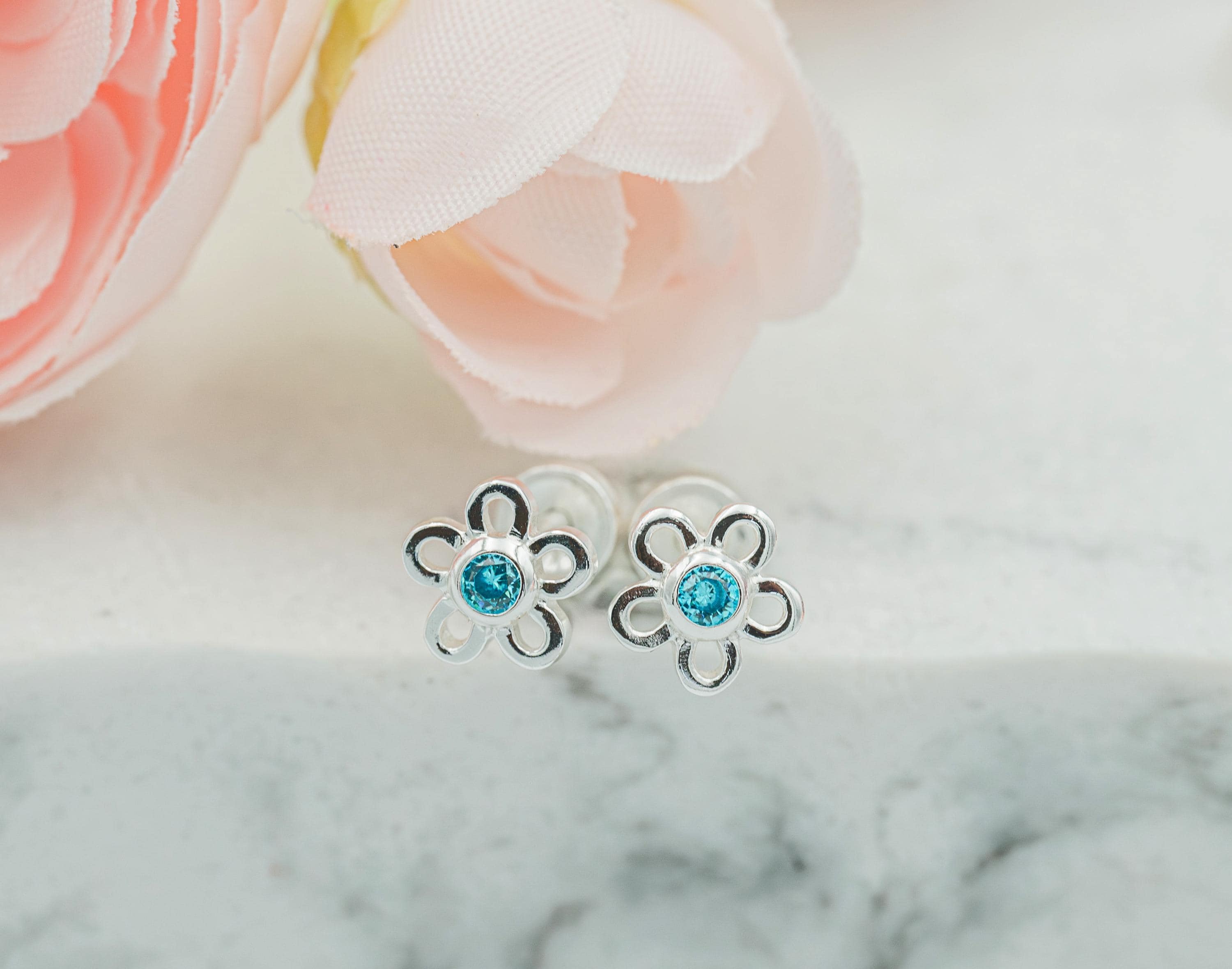 Orecchini A Perno Unicorno Per Ragazze In Argento Sterling 925 Placcato Oro Bianco - Con Pietra Portafortuna A Cuore, Ipoallergenici - 3